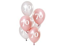Set baloane roz lucios pentru a 70-a aniversare - 23 cm - 6 buc.