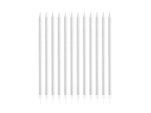 Lumânări aniversare argintii - 13,5 cm - 12 buc.