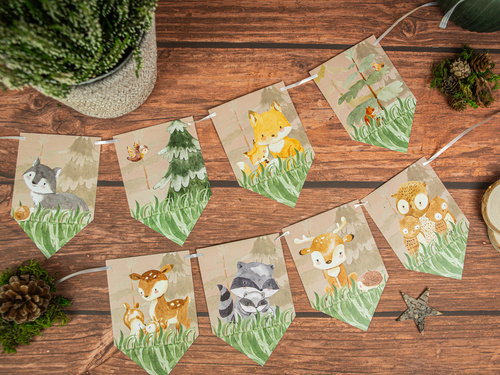 Banner cu stegulețe „Animăluțele Pădurii” – 5 m.