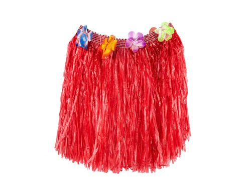 Fustă hawaiiană scurtă roșu - 40 cm - 1 buc.
