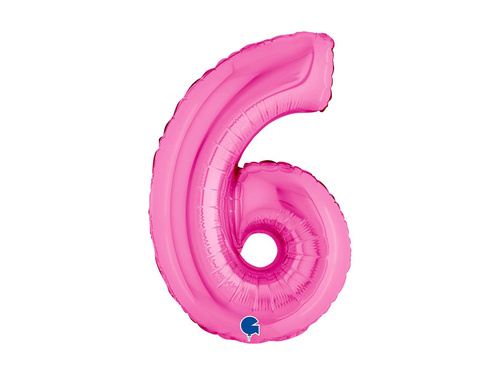 Balon cu numărul 6 din folie fuchsia - 14" - 1 buc.