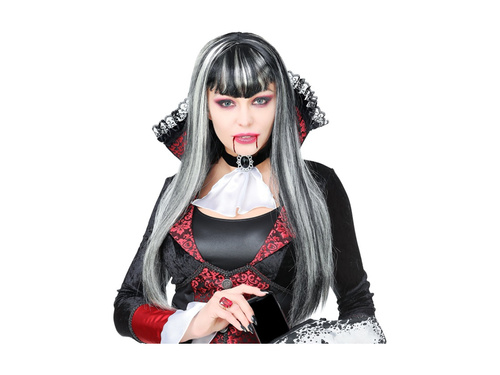 Peruca Vampiria lungă alb-negru