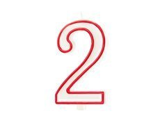 Număr lumânare cu margine roșie două - "2"