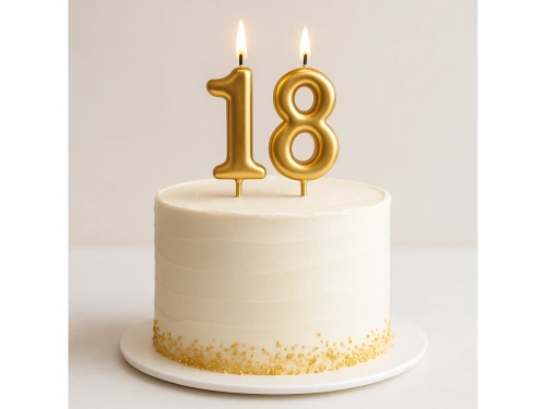 Lumânări numerice aurii - 18 - 2 buc.