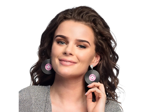 Cercei cu clip disc disco - 1 pereche