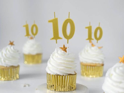 Lumânare cu număr auriu metalic - 1 - una