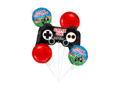 Buchet de baloane din folie pentru gamer - 32" + 14" - 5 buc.