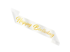 Eșarfă aniversare fericită alb - 1 buc.