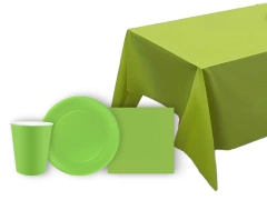 Veselă de unică folosință verde deschis - 45 buc.