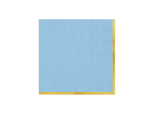 Șervețele de hârtie albastre cu margine aurie - 33 cm - 10 buc.