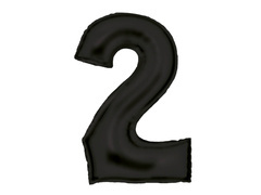 Balon din folie satinată numărul 2 negru - 86 cm - 1 buc.