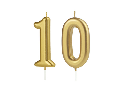 Lumânări numerice aurii - 10 - 2 buc.