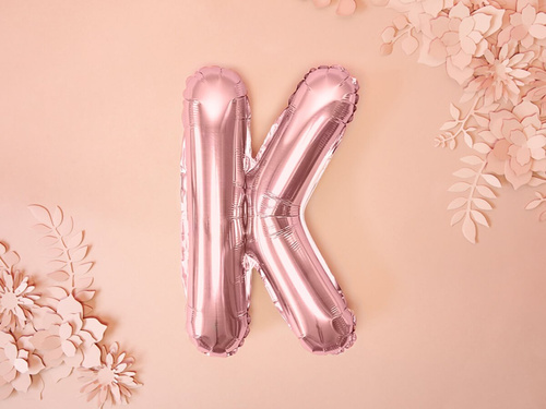 Balon din folie litera "K" roz și auriu - 35 cm