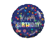 Balon de folie Happy Birthday Dots - 43 cm - 1 buc.